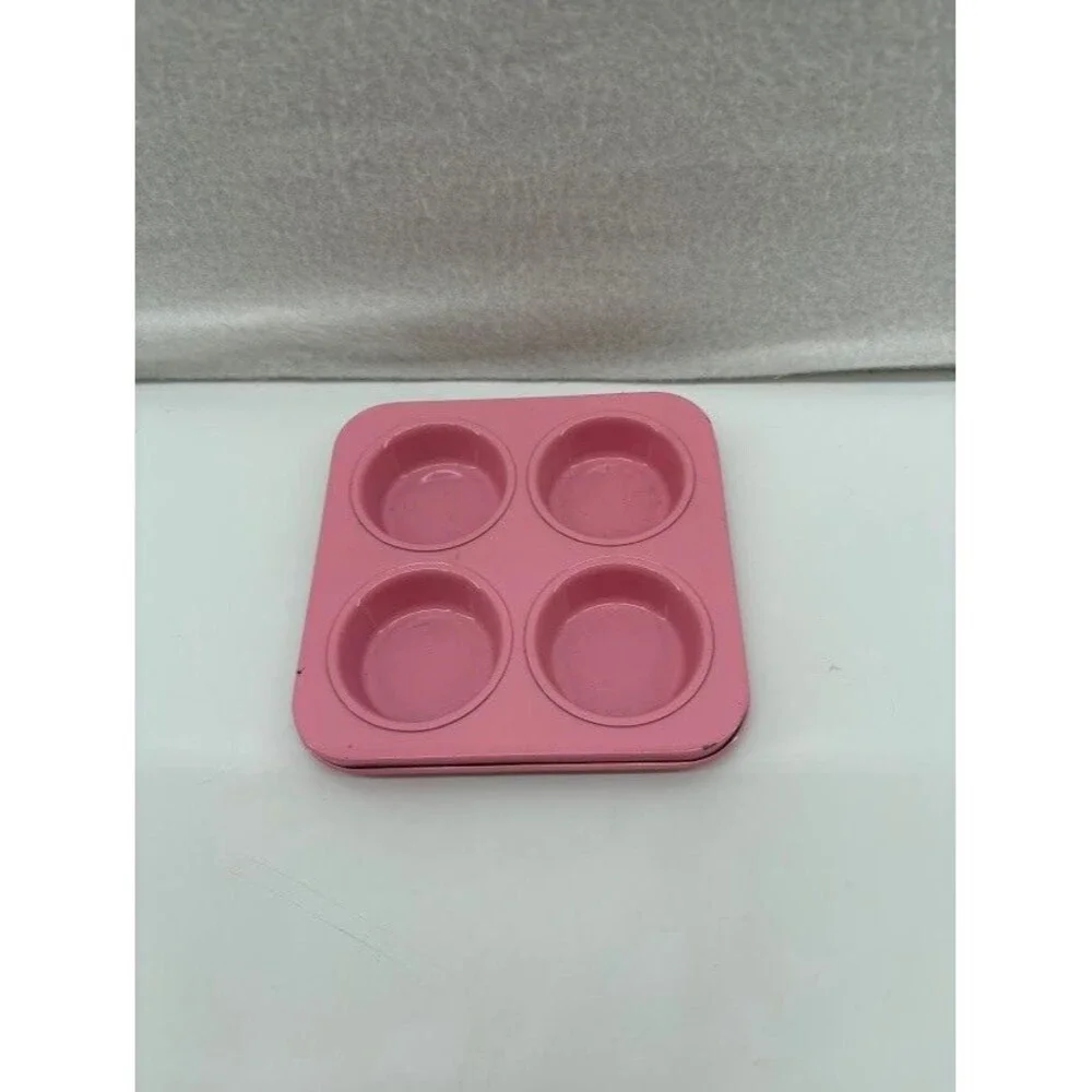 Pink Metal Mini Cupcake Pan/‎ Vintage/ Toy Kitchen